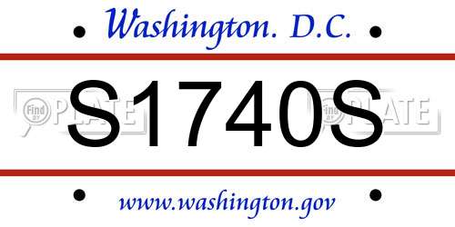 S1740S District Of Columbia License Plate
