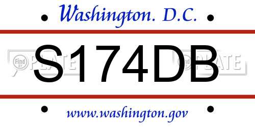 S174DB District Of Columbia License Plate