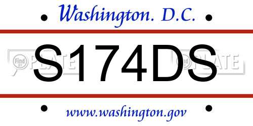 S174DS District Of Columbia License Plate