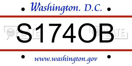 S174OB District Of Columbia License Plate