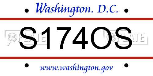 S174OS District Of Columbia License Plate