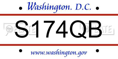 S174QB District Of Columbia License Plate