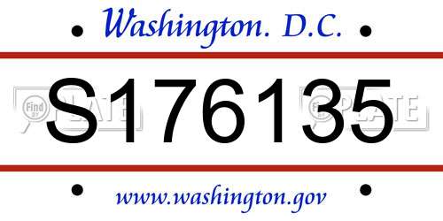 S176135 District Of Columbia License Plate