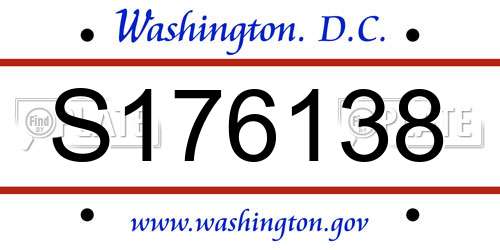S176138 District Of Columbia License Plate