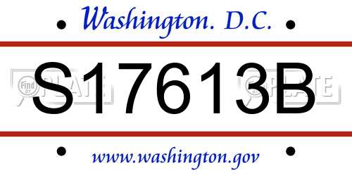 S17613B District Of Columbia License Plate