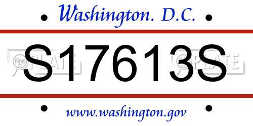 S17613S District Of Columbia License Plate