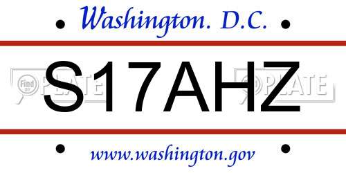 S17AHZ District Of Columbia License Plate
