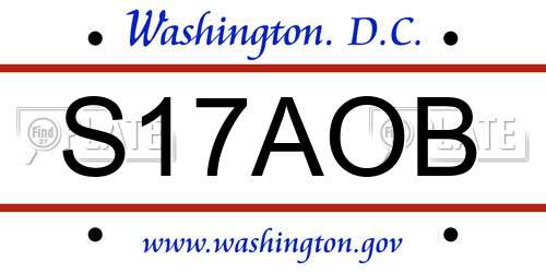 S17AOB District Of Columbia License Plate