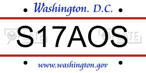 S17AOS District Of Columbia License Plate