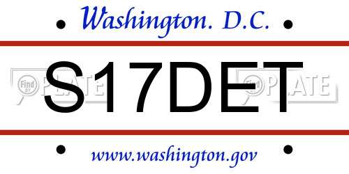 S17DET District Of Columbia License Plate