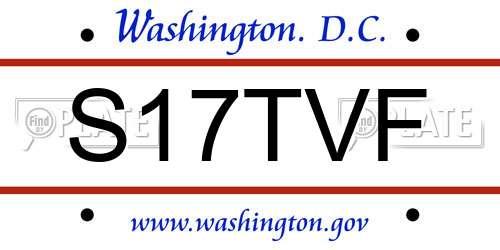 S17TVF District Of Columbia License Plate