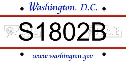 S1802B District Of Columbia License Plate