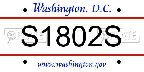 S1802S District Of Columbia License Plate