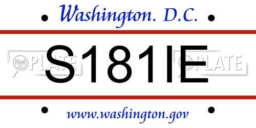 S181IE District Of Columbia License Plate