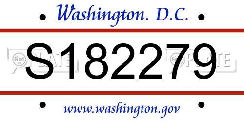 S182279 District Of Columbia License Plate