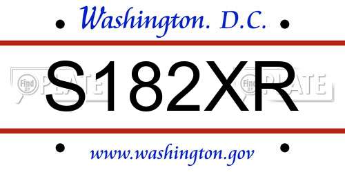 S182XR District Of Columbia License Plate