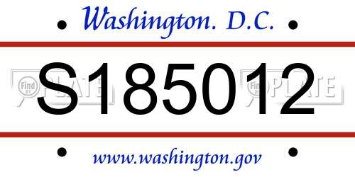 S185012 District Of Columbia License Plate