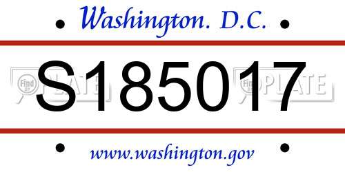 S185017 District Of Columbia License Plate
