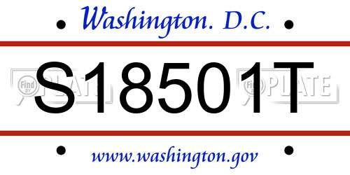 S18501T District Of Columbia License Plate