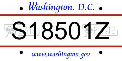 S18501Z District Of Columbia License Plate