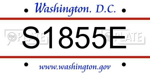 S1855E District Of Columbia License Plate