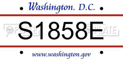 S1858E District Of Columbia License Plate