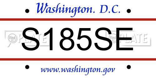 S185SE District Of Columbia License Plate