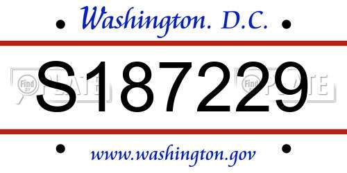 S187229 District Of Columbia License Plate