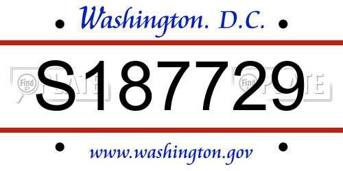 S187729 District Of Columbia License Plate