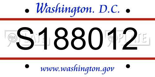 S188012 District Of Columbia License Plate