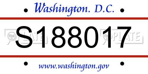S188017 District Of Columbia License Plate