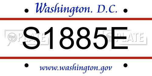 S1885E District Of Columbia License Plate