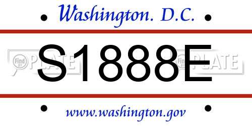 S1888E District Of Columbia License Plate