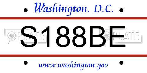 S188BE District Of Columbia License Plate