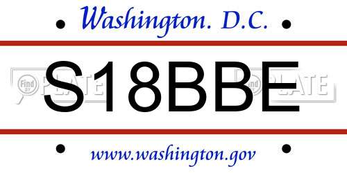 S18BBE District Of Columbia License Plate