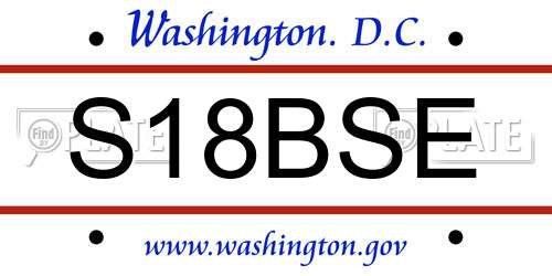 S18BSE District Of Columbia License Plate