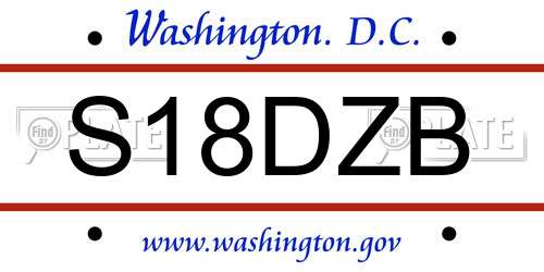 S18DZB District Of Columbia License Plate