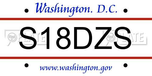 S18DZS District Of Columbia License Plate