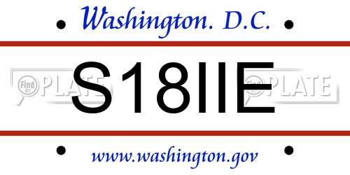 S18IIE District Of Columbia License Plate