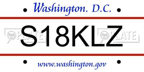 S18KLZ District Of Columbia License Plate