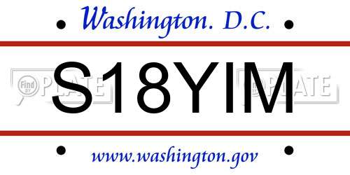 S18YIM District Of Columbia License Plate