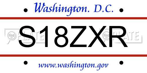 S18ZXR District Of Columbia License Plate