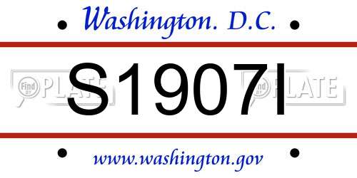 S1907I District Of Columbia License Plate