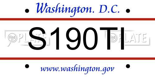 S190TI District Of Columbia License Plate