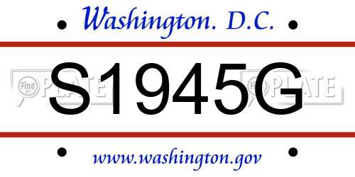S1945G District Of Columbia License Plate