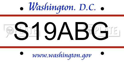 S19ABG District Of Columbia License Plate