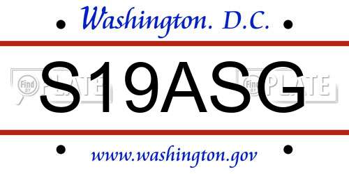 S19ASG District Of Columbia License Plate