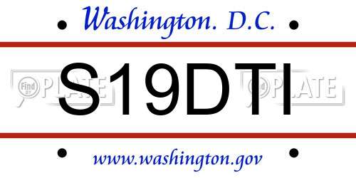 S19DTI District Of Columbia License Plate