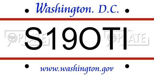 S19OTI District Of Columbia License Plate