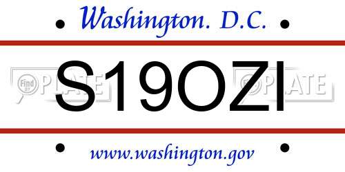 S19OZI District Of Columbia License Plate
